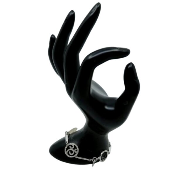 SWAROVSKI~Swan Signed~CRYSTAL CIRCLES SILVER TONE TOGGLE BRACELET~LIKE NEW - Picture 3 of 4